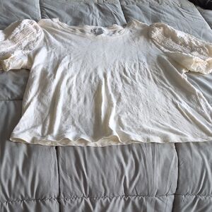 EUC Design History Cream Puff Sleeve Blouse, size XL